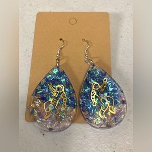 Galaxy Blue&Purple Water drop Resin Earnings